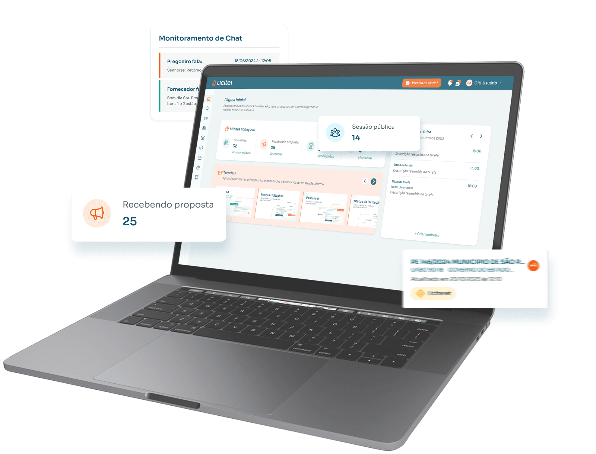 Plataforma Licitei no notebook